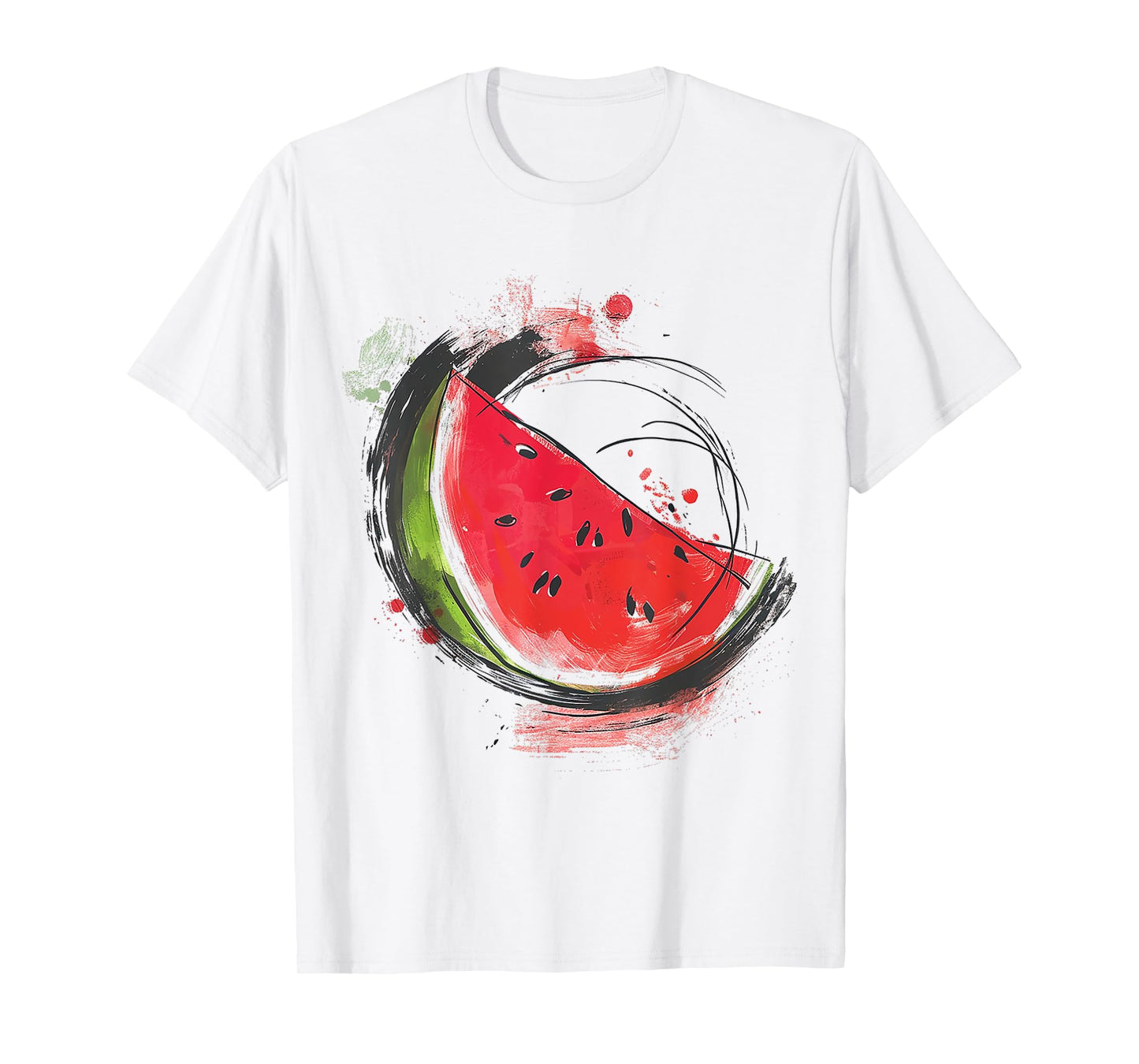 Watermelon Painting Motif Abstract Drawing Art Watermelon T-Shirt