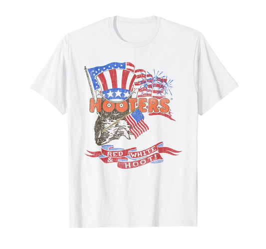 Hooters Red White and Hoot USA 4th of July American Flag T-Shirt