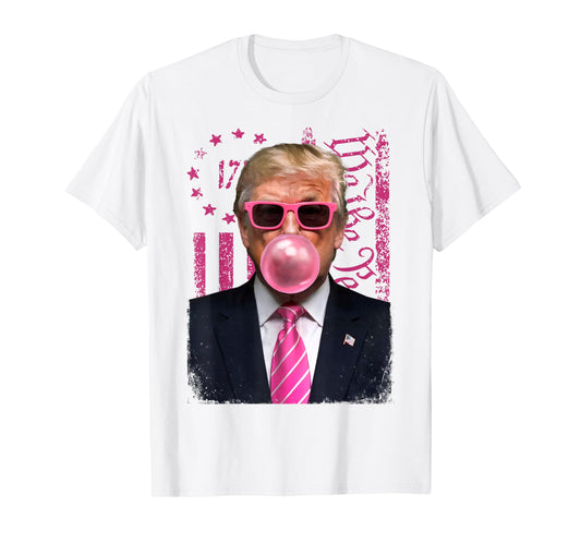 Donald Trump Pink Bubblegum Satire - Pop Art with USA Flag T-Shirt