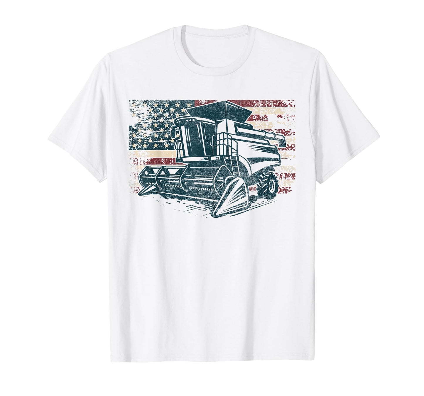 American Flag Combine Harvester Farming Patriotic Farmer T-Shirt