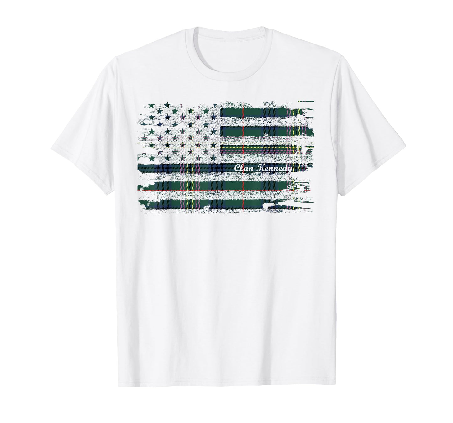 Kennedy surname American Flag Scottish Clan Tartan T-Shirt for Women Kids Men
