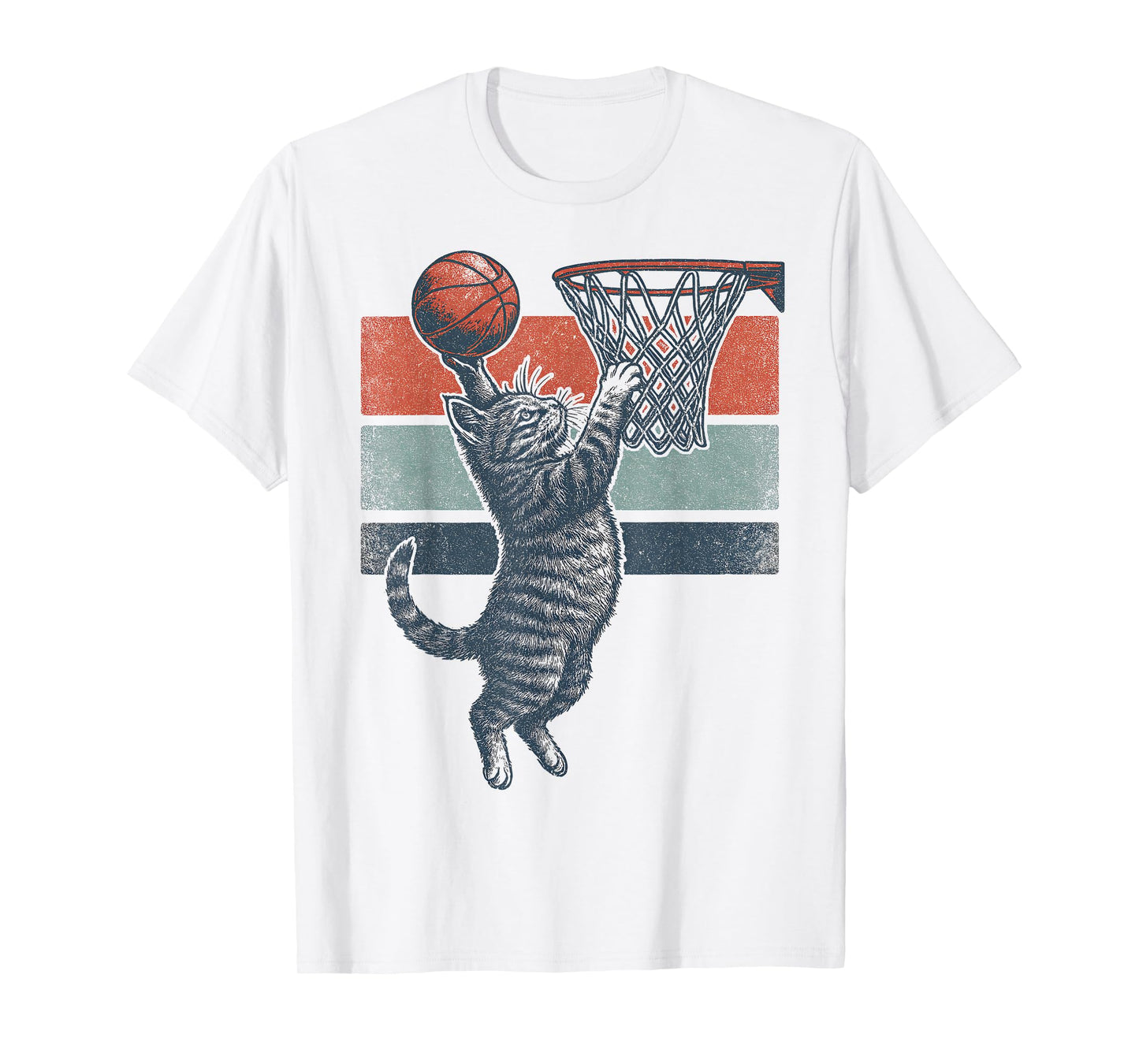 Funny Cat Basketball Retro Style T-Shirt