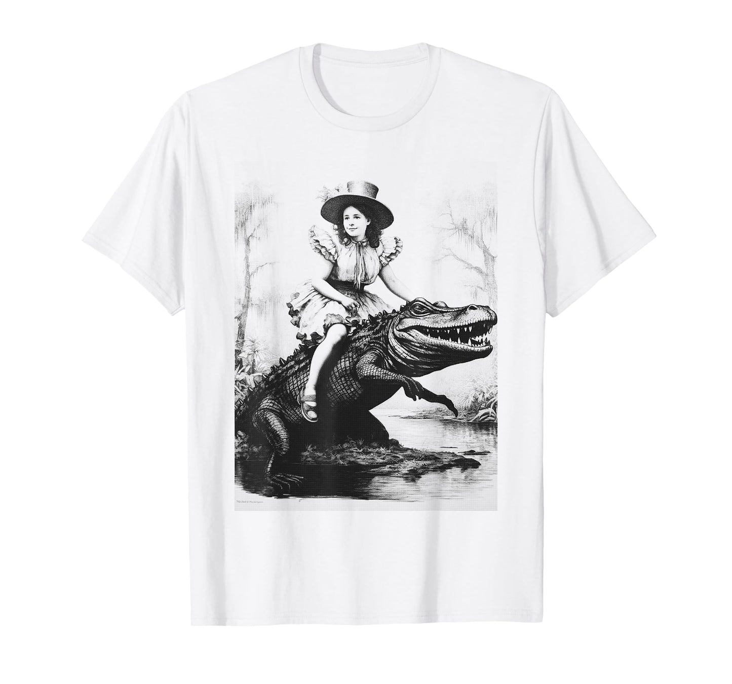 Girl Riding Alligator | Weird Funny Florida Crocodile Meme T-Shirt