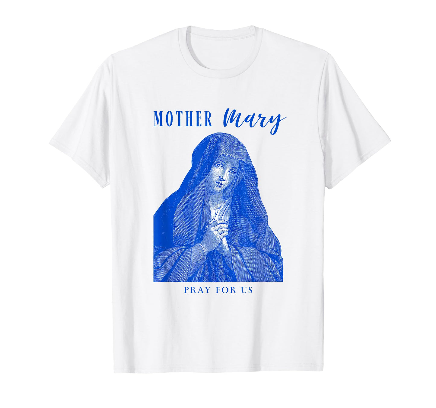 Mother Mary Pray for Us Vintage Etching Catholic T-Shirt
