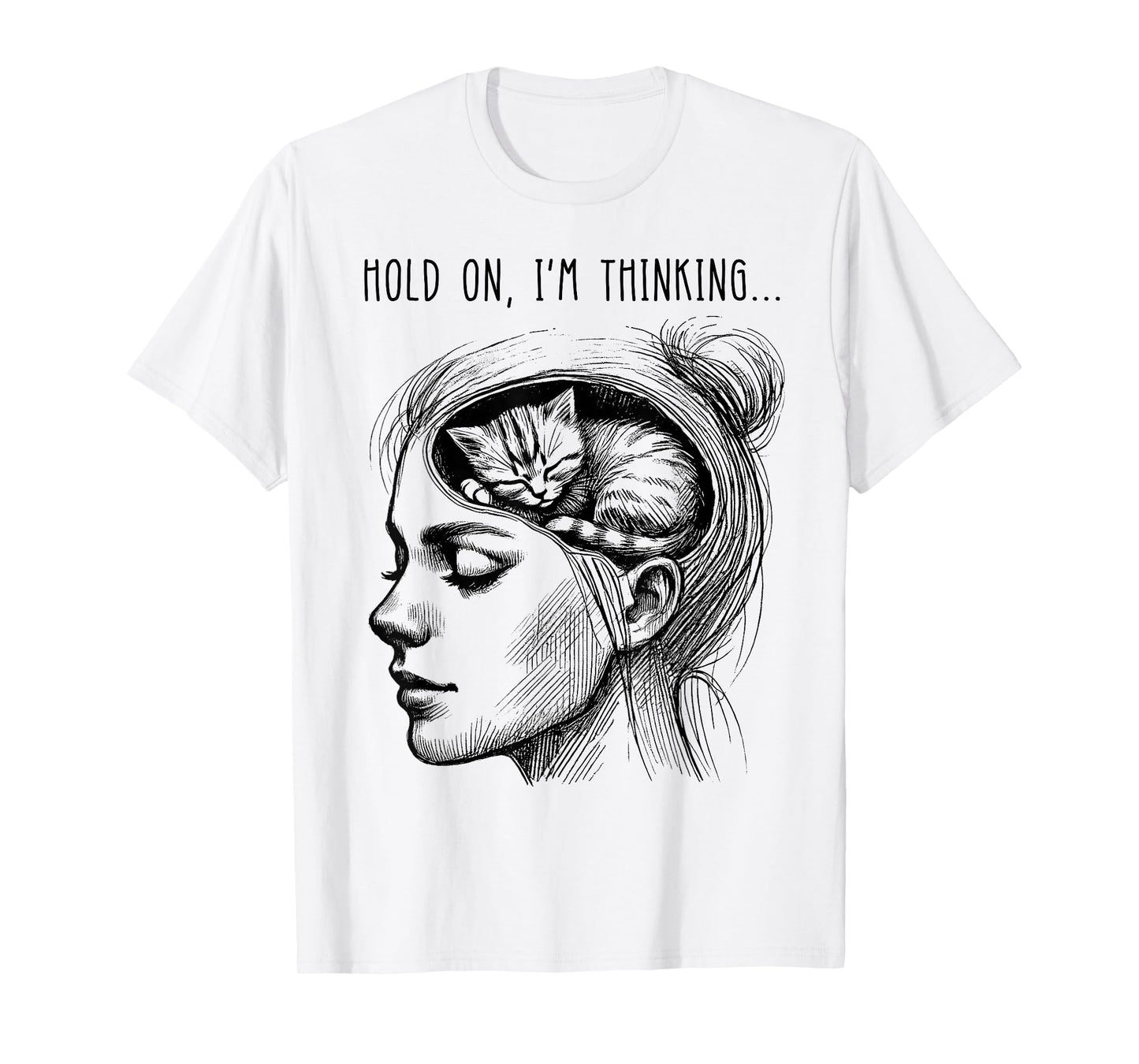 Funny Cat Brain Girl Women Meme Graphic T-Shirt