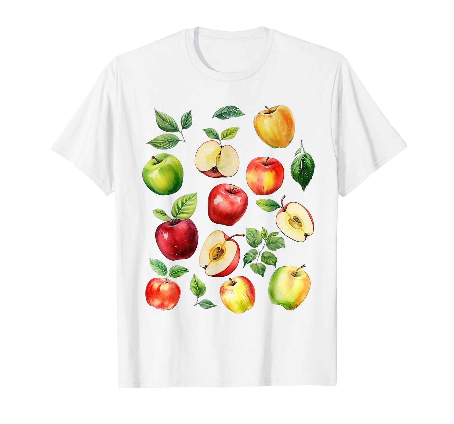 Apple Picking Farmer Apple Varieties Watercolor Farm Fresh T-Shirt