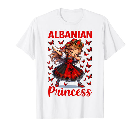 Albanian Princess Dabbing Girl Flag Dress Souvenir for Kids T-Shirt