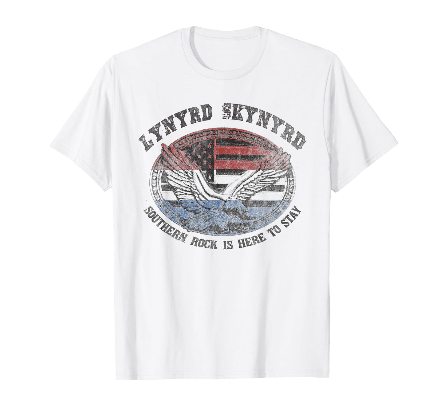 Lynyrd Skynyrd Southern Rock Here to Stay Biker US Flag Logo T-Shirt