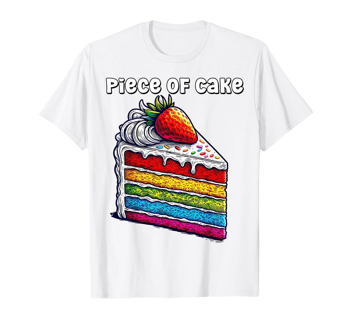 Piece of Cake English Idiom Slice of Rainbow Layer Cake T-Shirt