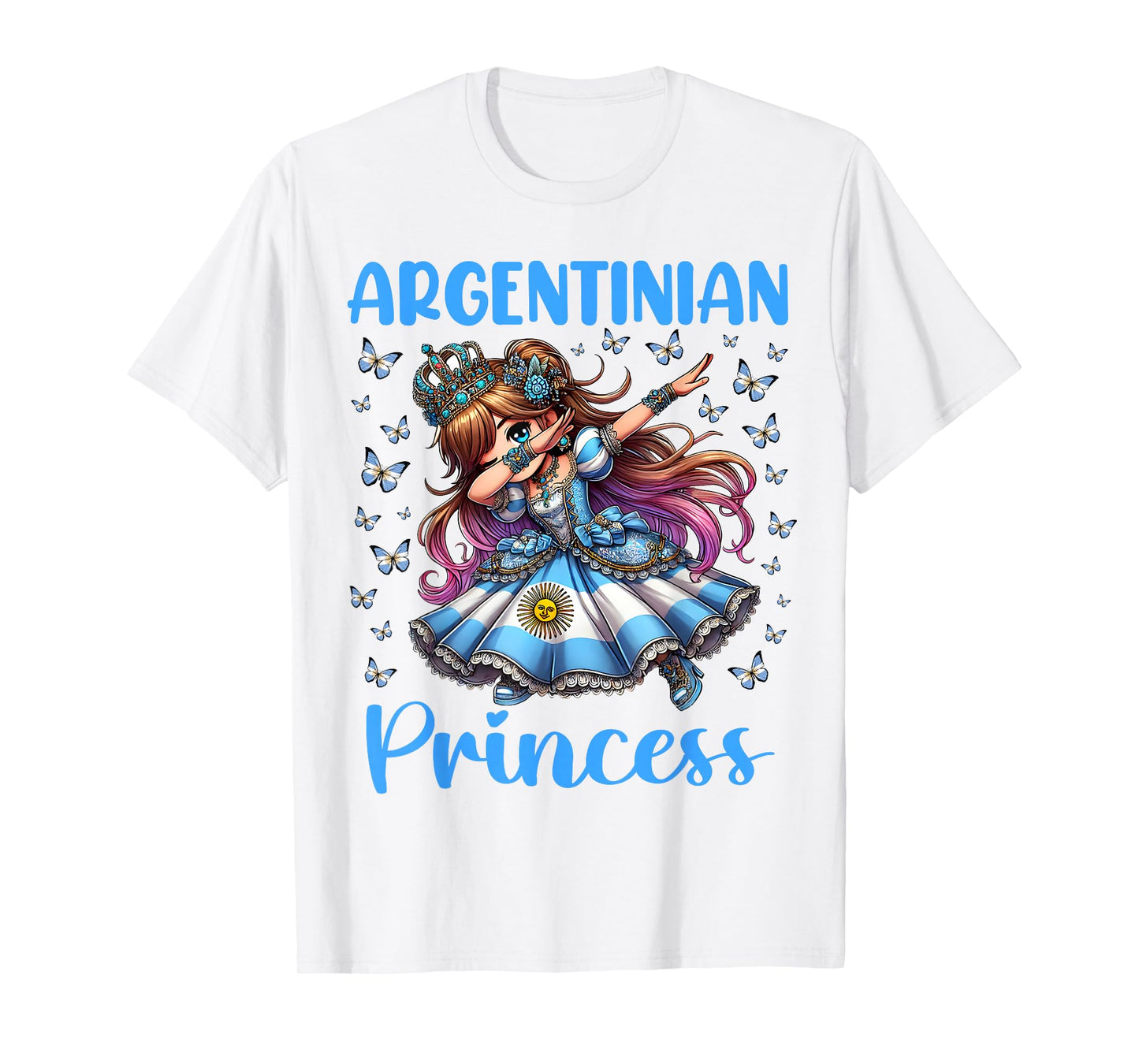 Argentinian Princess Dab Girl Flag Dress Culture for Kids T-Shirt