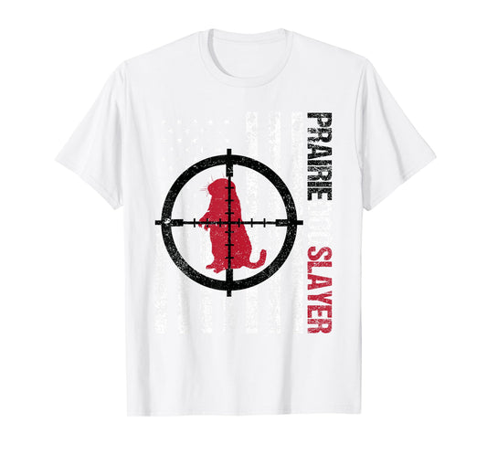 American Flag Prairie Dog Hunting Prairie Dog Slayer T-Shirt