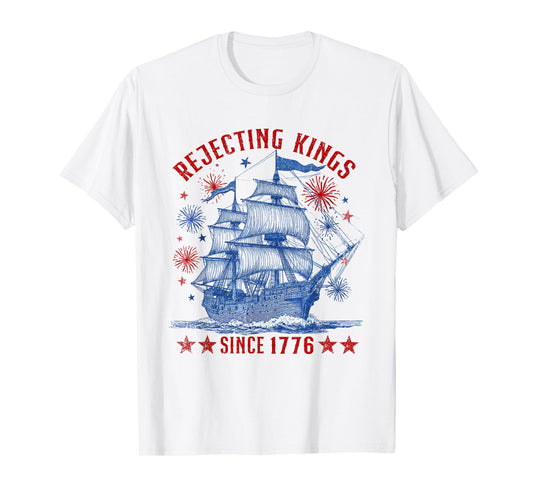 Rejecting Kings Since 1776 Liberty Patriotic USA Sailboat T-Shirt