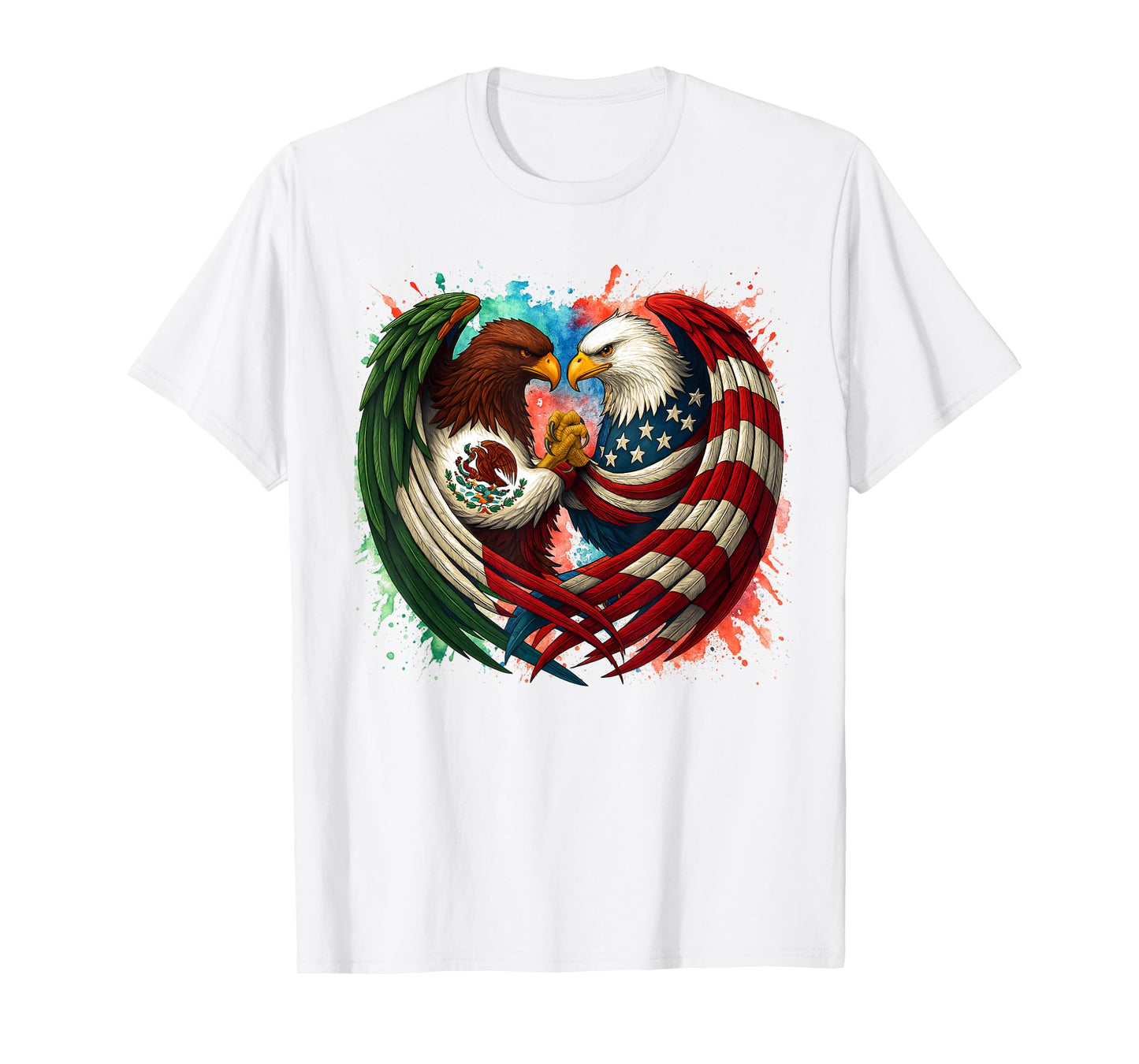 Mexican & American Eagle Flag Mexico USA America Patriotic T-Shirt