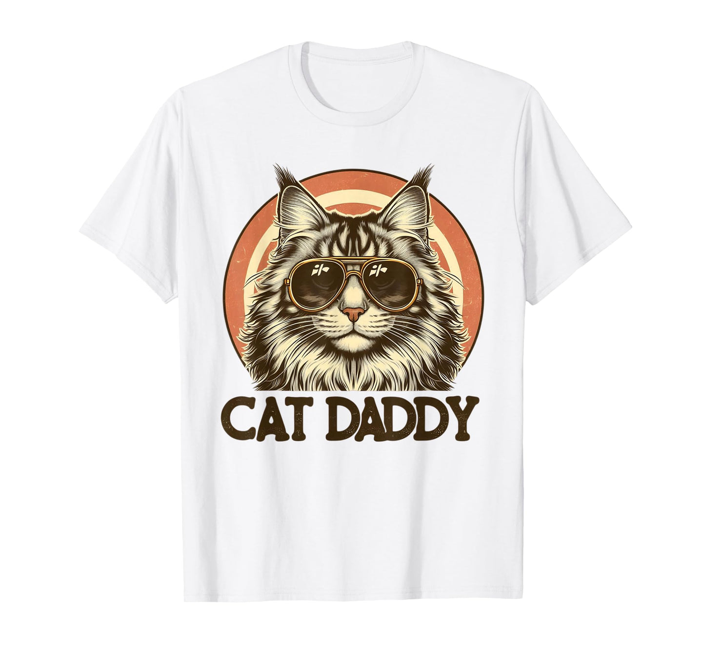 Cat Daddy Cool Maine Coon Cat Father's Day Retro Cat Dad T-Shirt