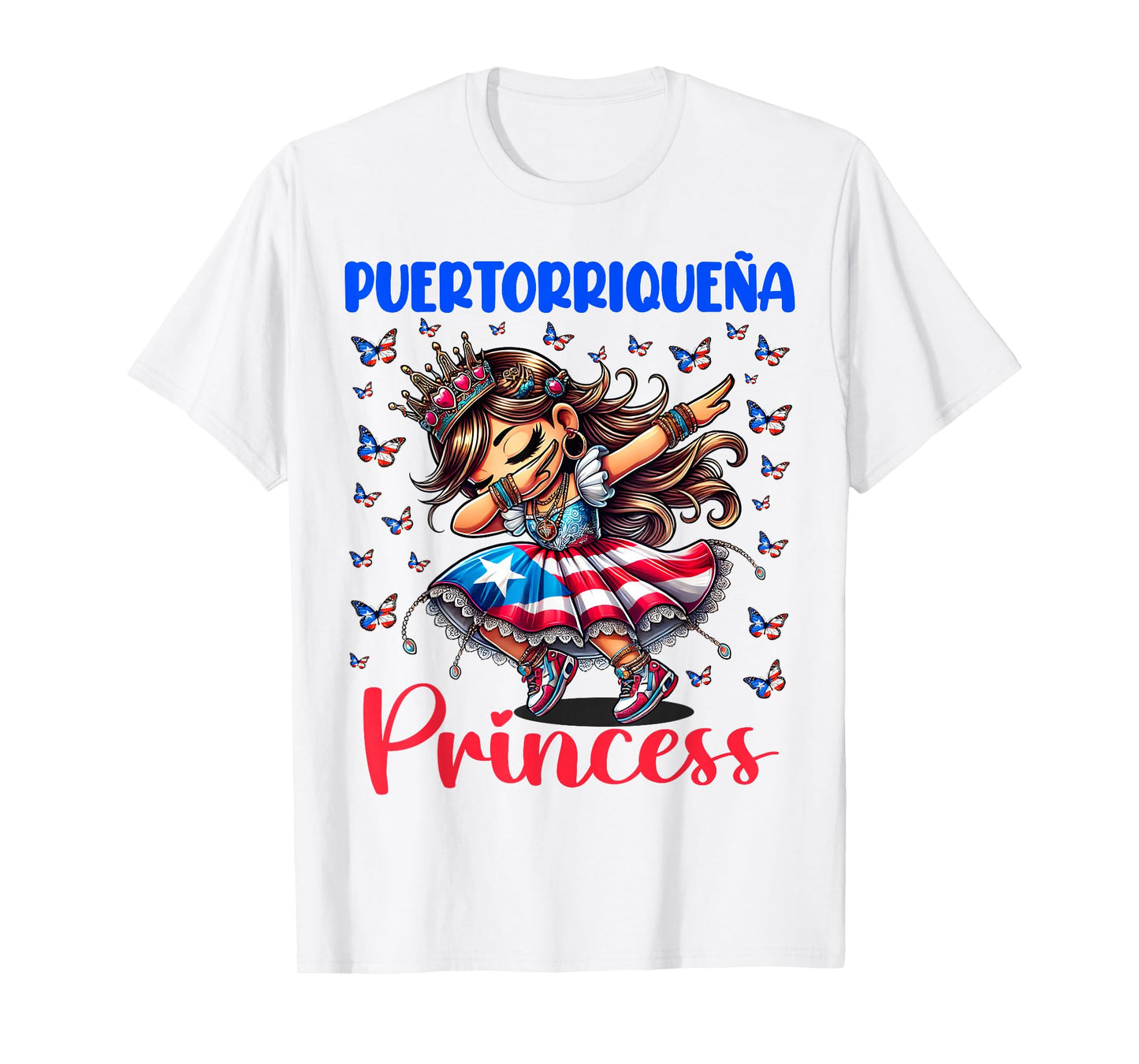 Puertorriqueña Princess Boricua Pride Girl Dabbing for Kids T-Shirt
