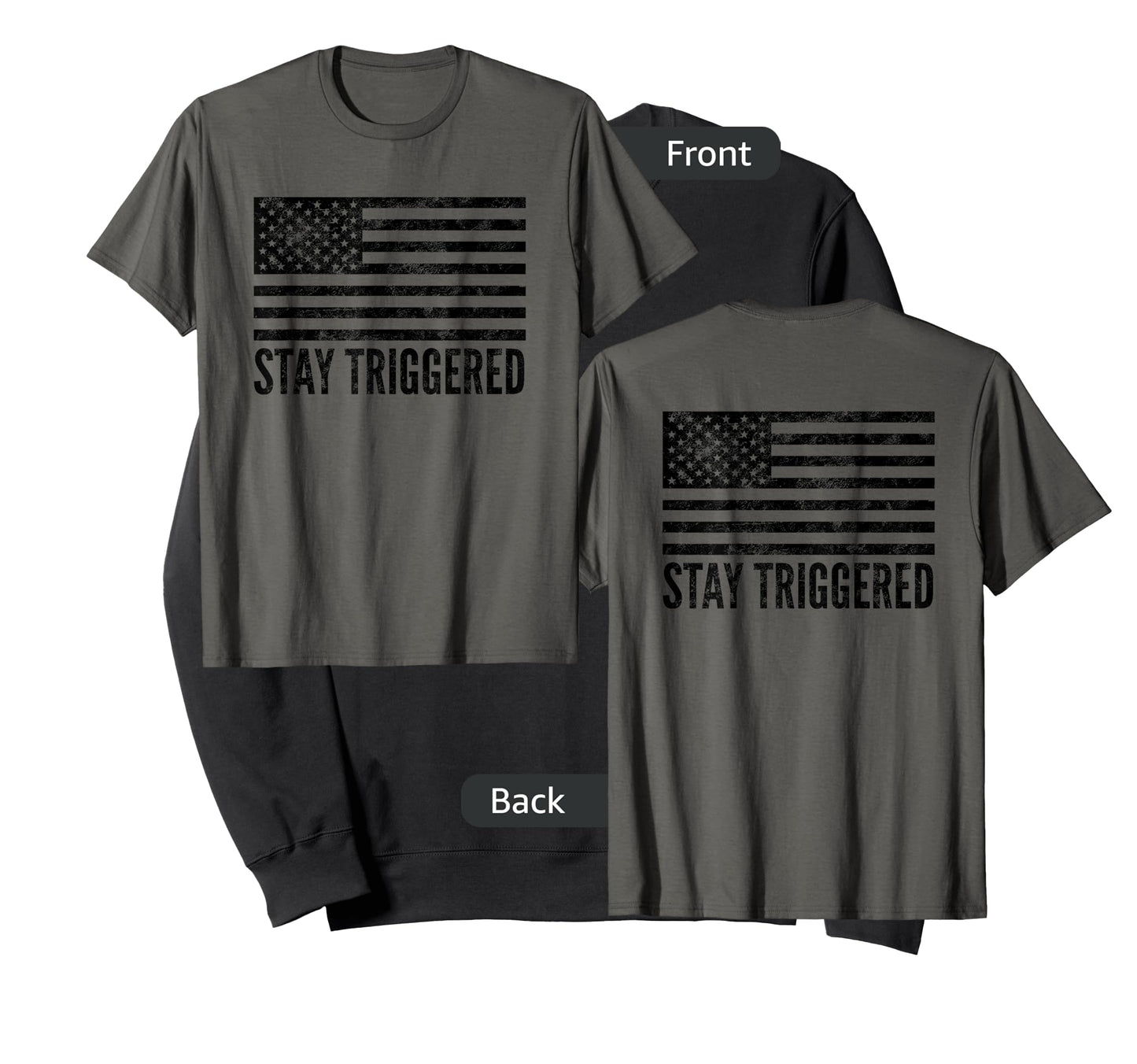 Stay Triggered American Flag Shirt | Pro Trump Gun Owner Tee T-Shirt for Women Men