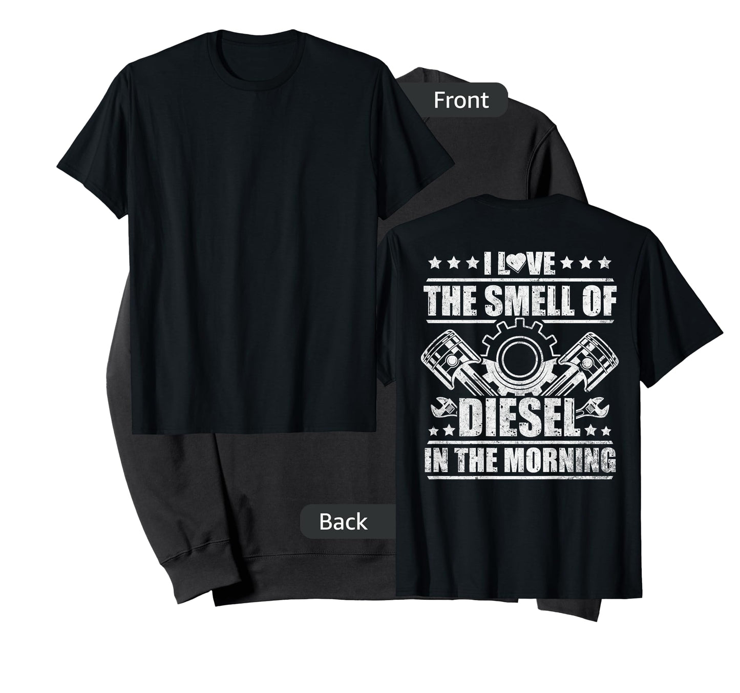 Truck Driver Novelty Diesel Flue Trucker Design On Back T-Shirt