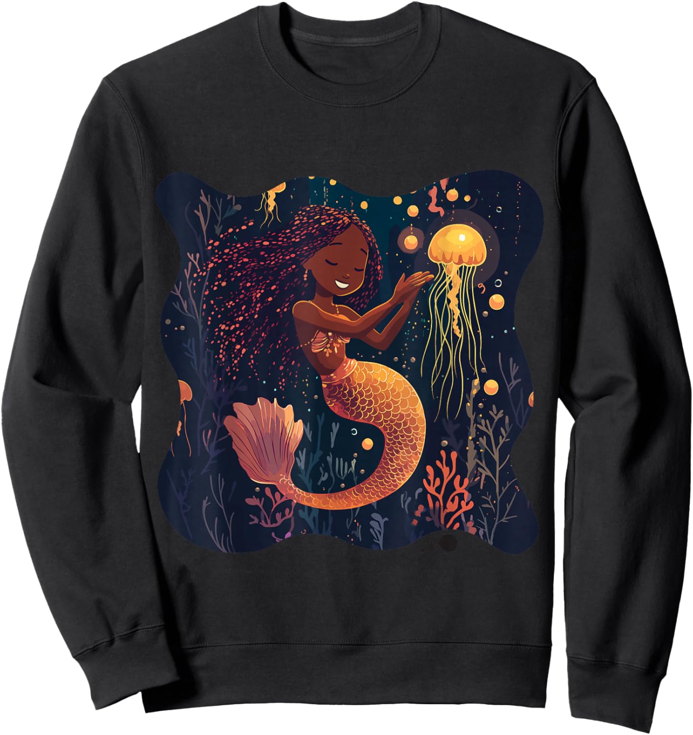 Black Mermaid Braids Girls Kids Toddler Women Birthday Gift T-Shirt - Sweatshirt | Black
