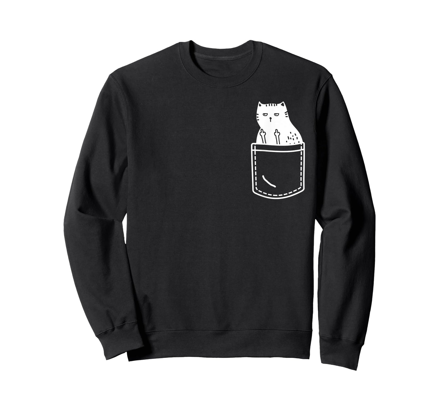 Funny Cat Flipping Off Pocket Tee Design Middle Finger Cats T-Shirt