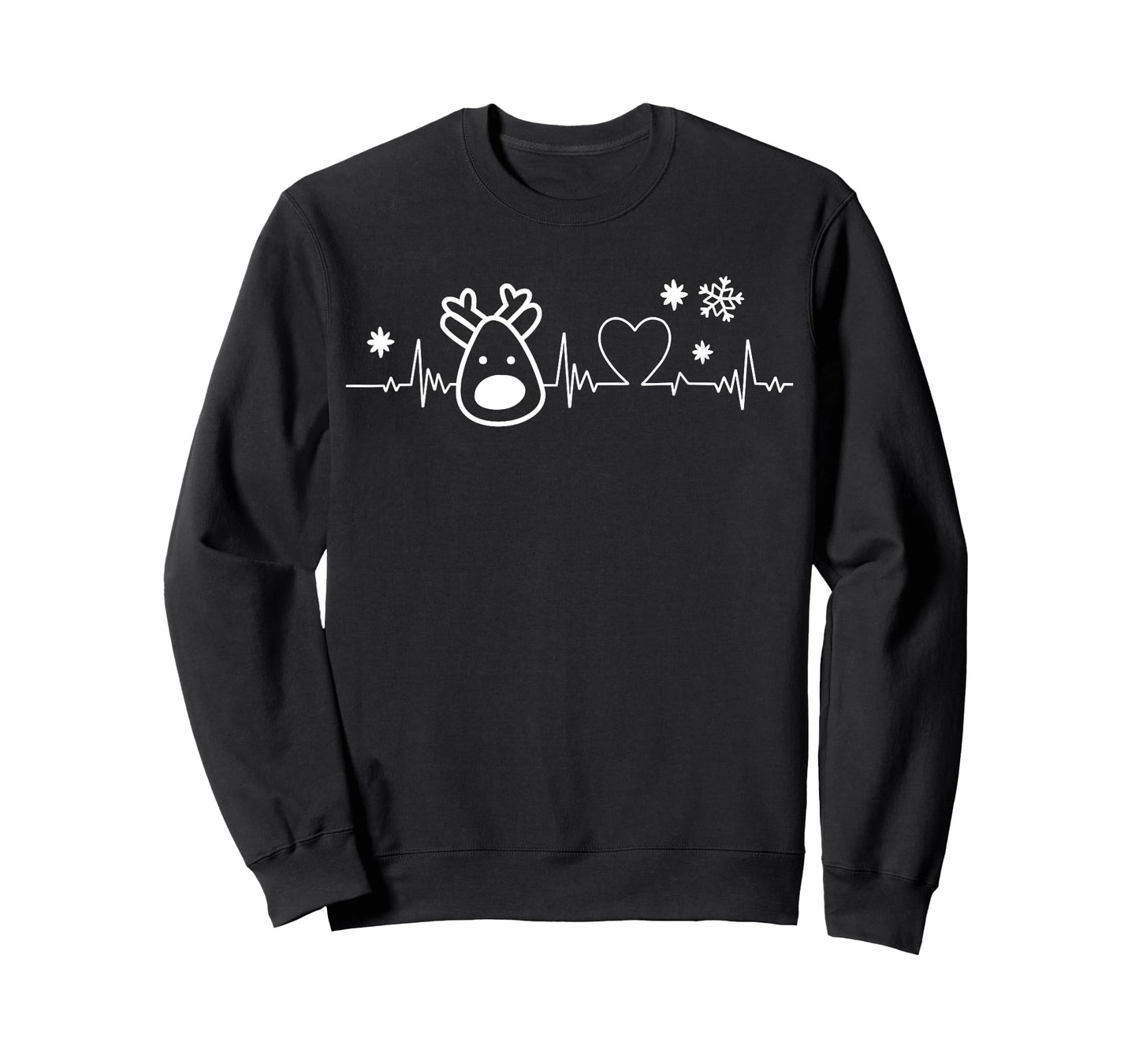 Christmas Heartbeat Heart EKG Nurse Reindeer Snowflake Xmas T-Shirt