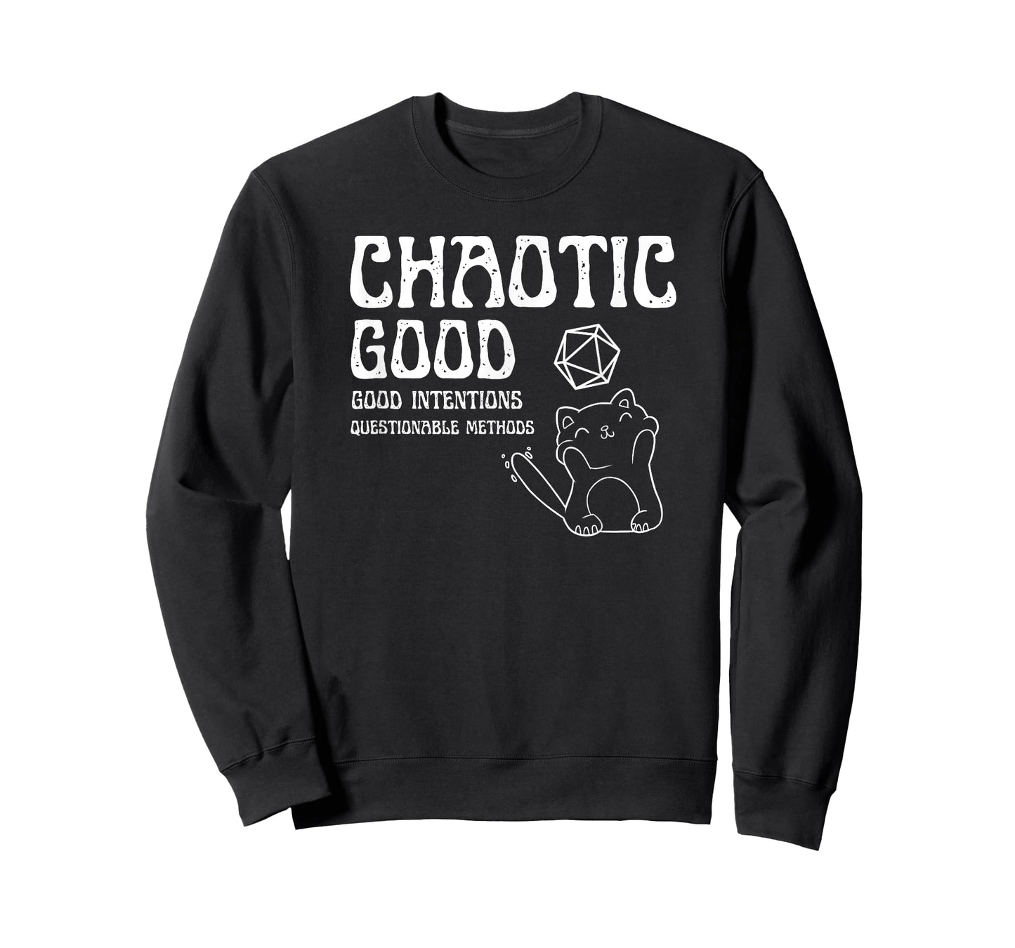 Chaotic good cat good intentions questionable methods Men Women Girls Kids T-Shirt