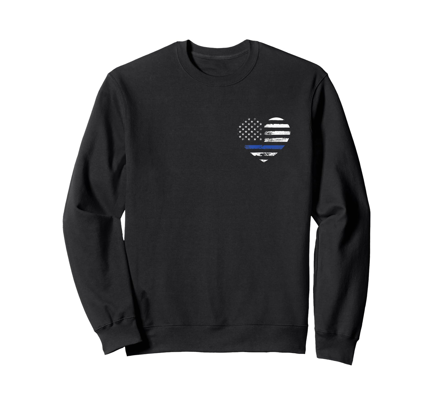 Police Officer Support Thin Blue Line Flag Heart T-Shirt