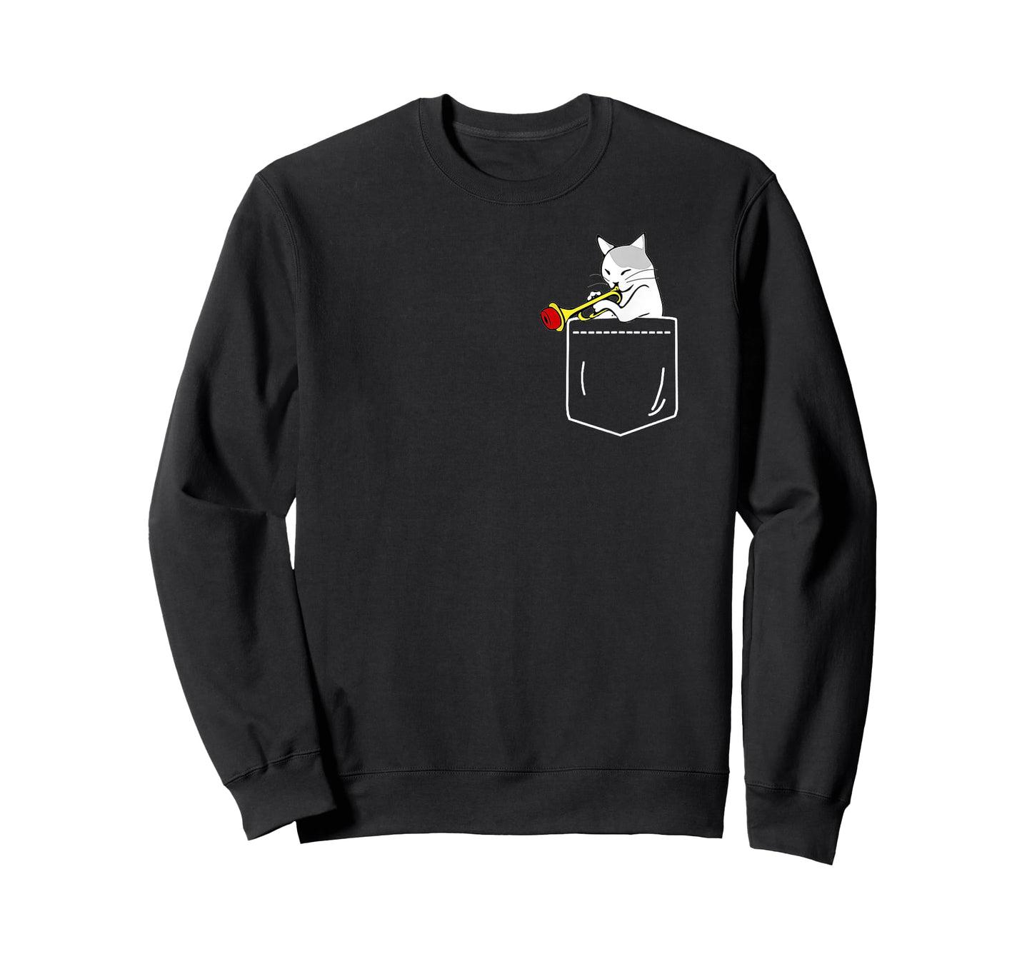 Cat Playing Trumpet in Pocket T-Shirt Jazz Lover Shirt T-Shirt