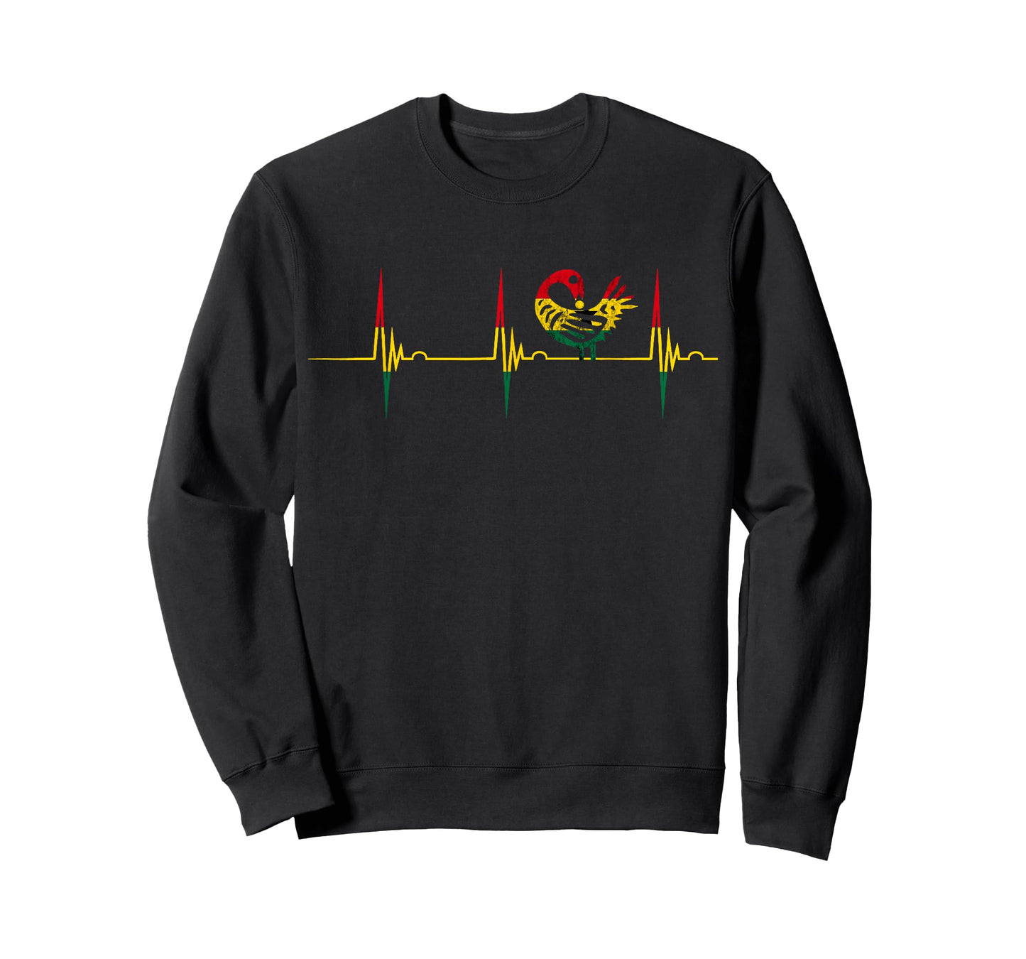 Sankofa Heartbeat EKG Pulse African Bird Ghana African Flag T-Shirt
