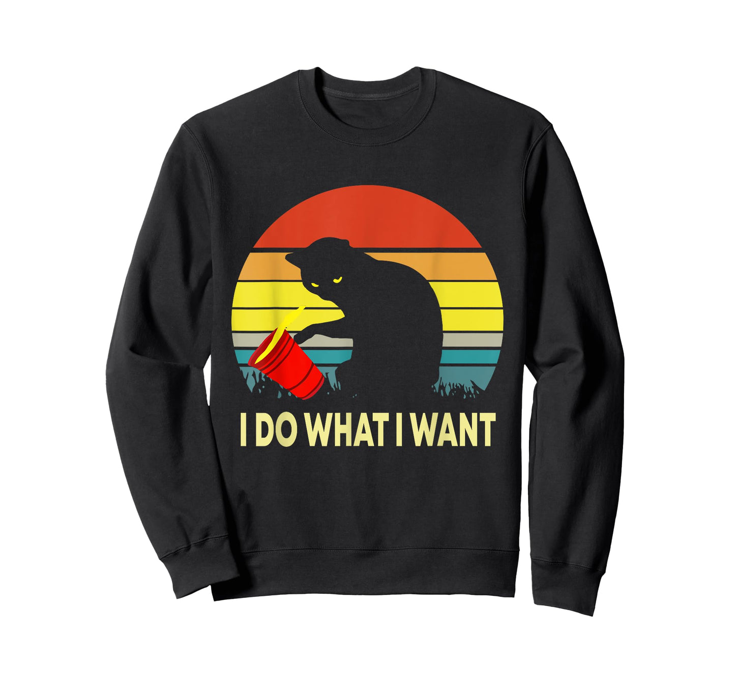 Vintage Sunset I Do What I Want Cat Men Women Kids T-Shirt