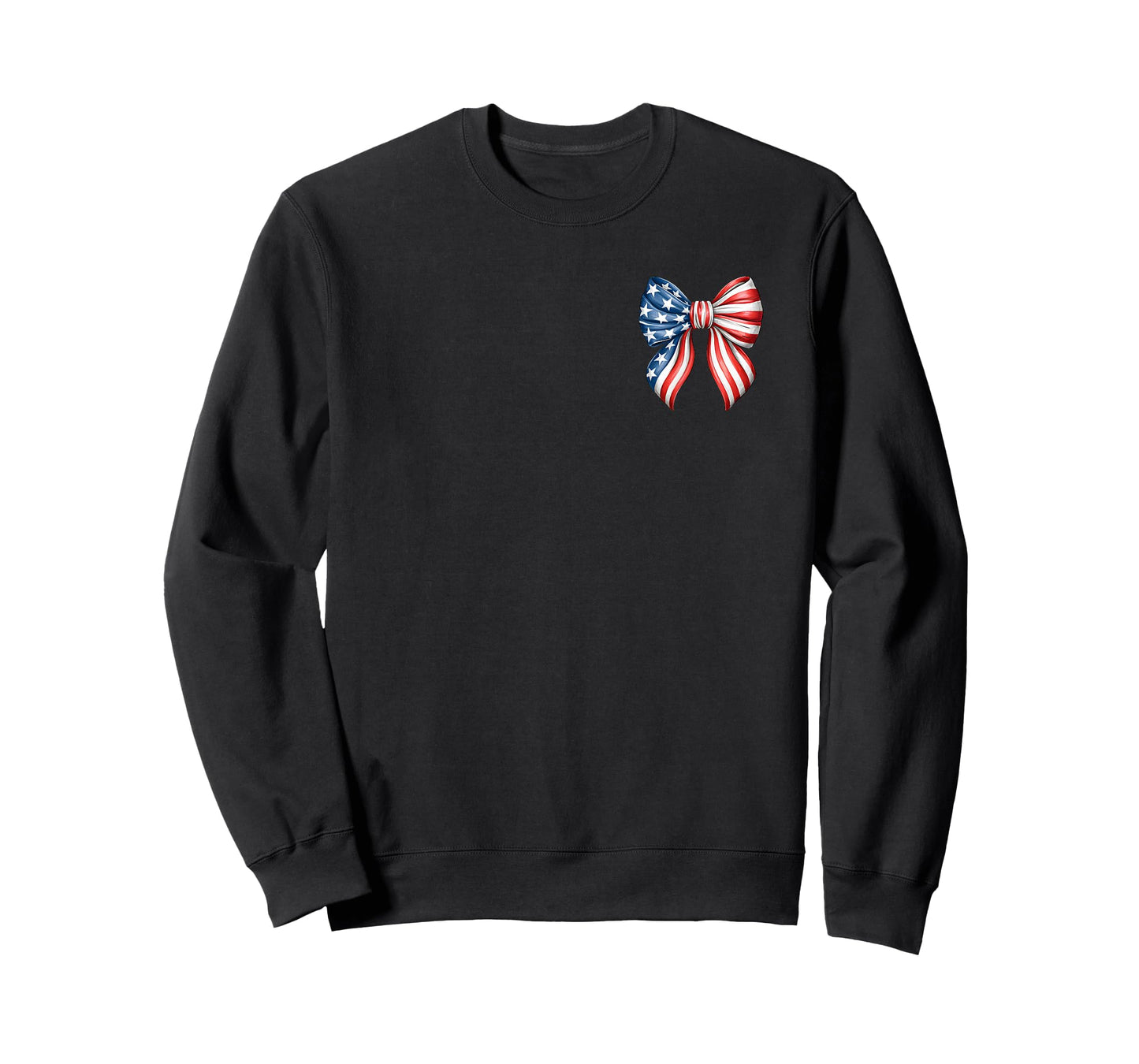 Front Back Cute Red White and Blue Bows Patriotic Coquette T-Shirt