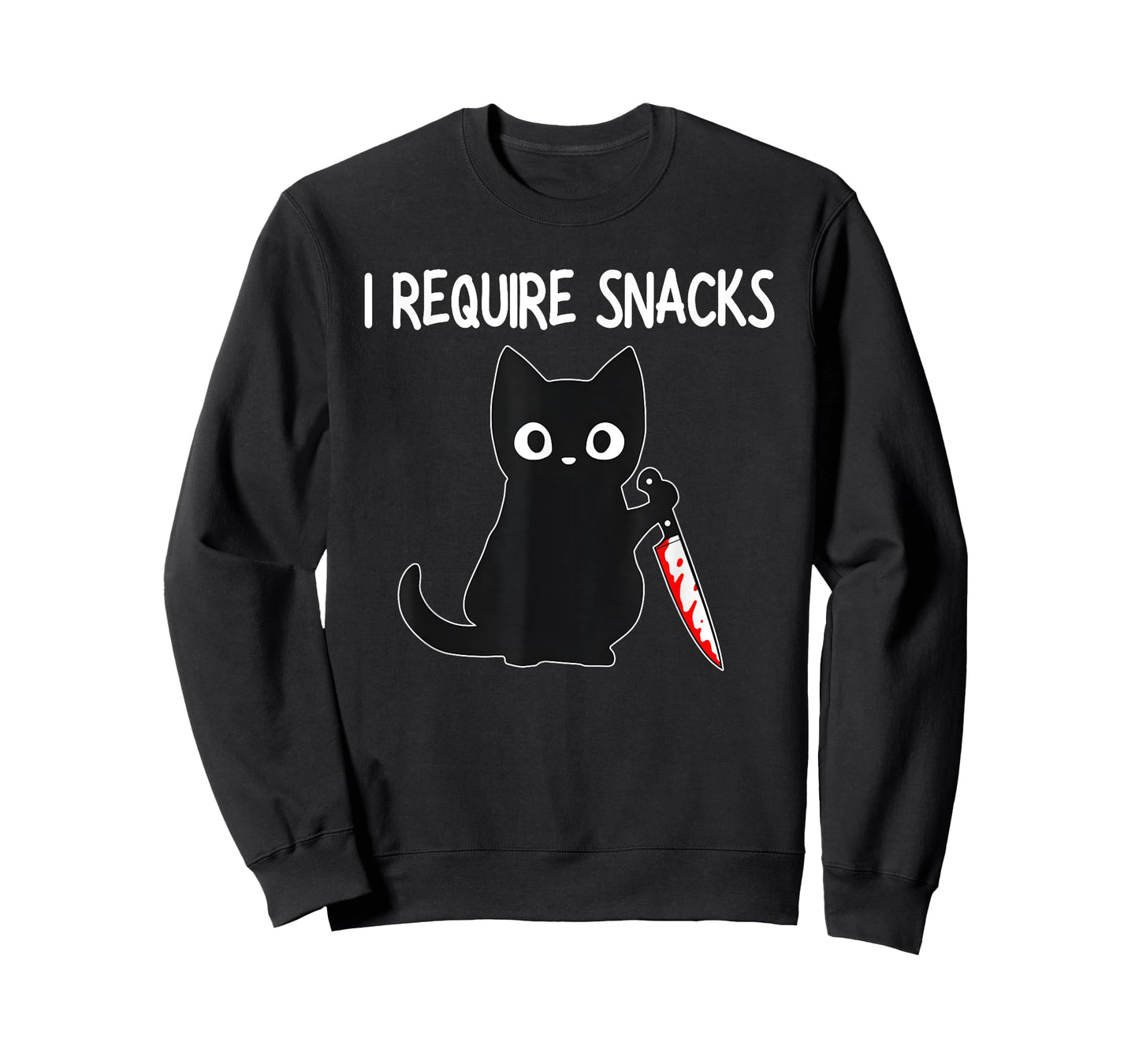 I Require Snacks Black Cat, Cute Black Cat with Knife T-Shirt