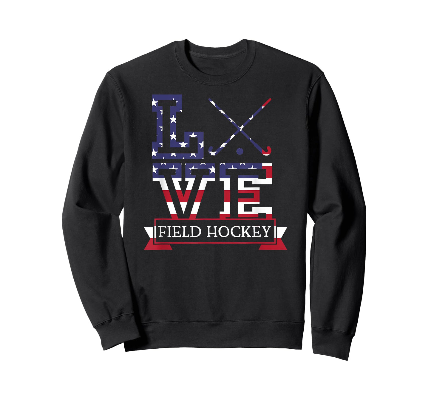 Love Field Hockey Stick USA American Flag Themed Coach Gift Women Kids Men T-Shirt