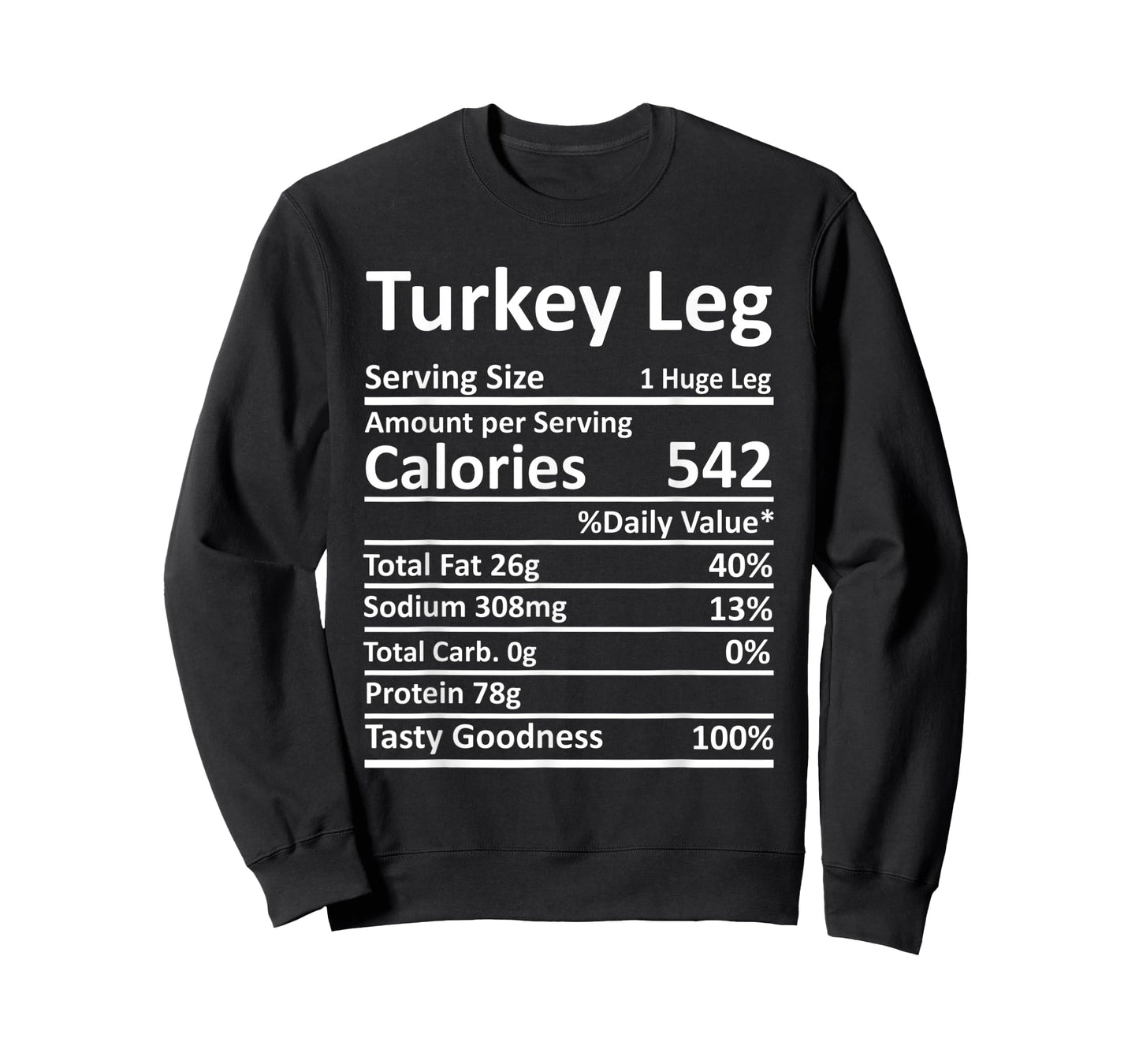 Turkey Leg Nutrition Thanksgiving Costume Food Facts Xmas T-Shirt