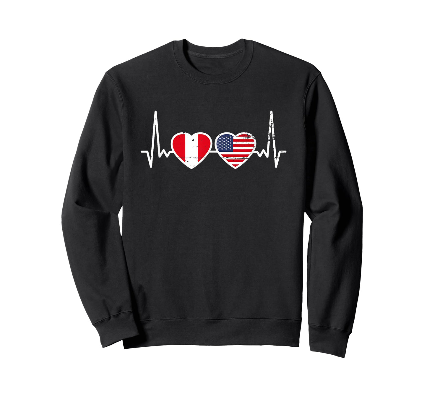 Peru USA Vintage Heartbeat Flag American Peruvian T-Shirt