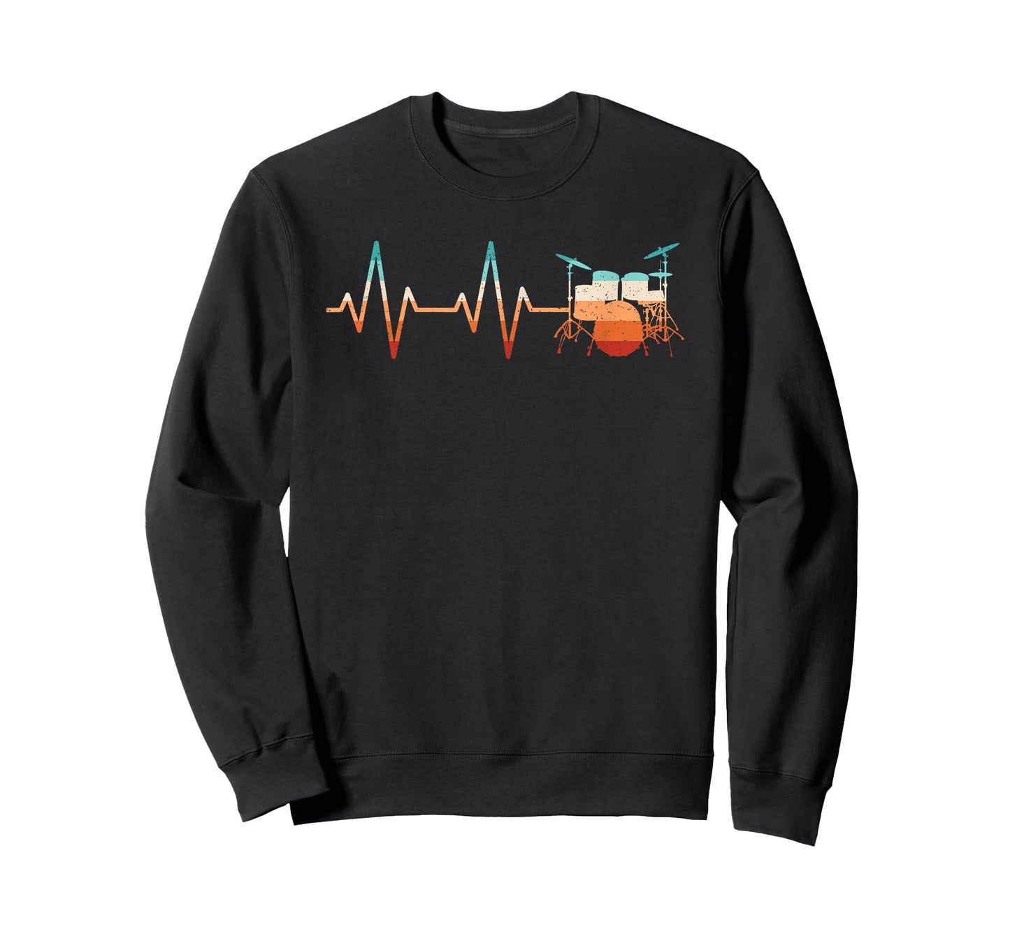Retro Drum Set Heartbeat Drumming Funny Drummer Men Boys T-Shirt