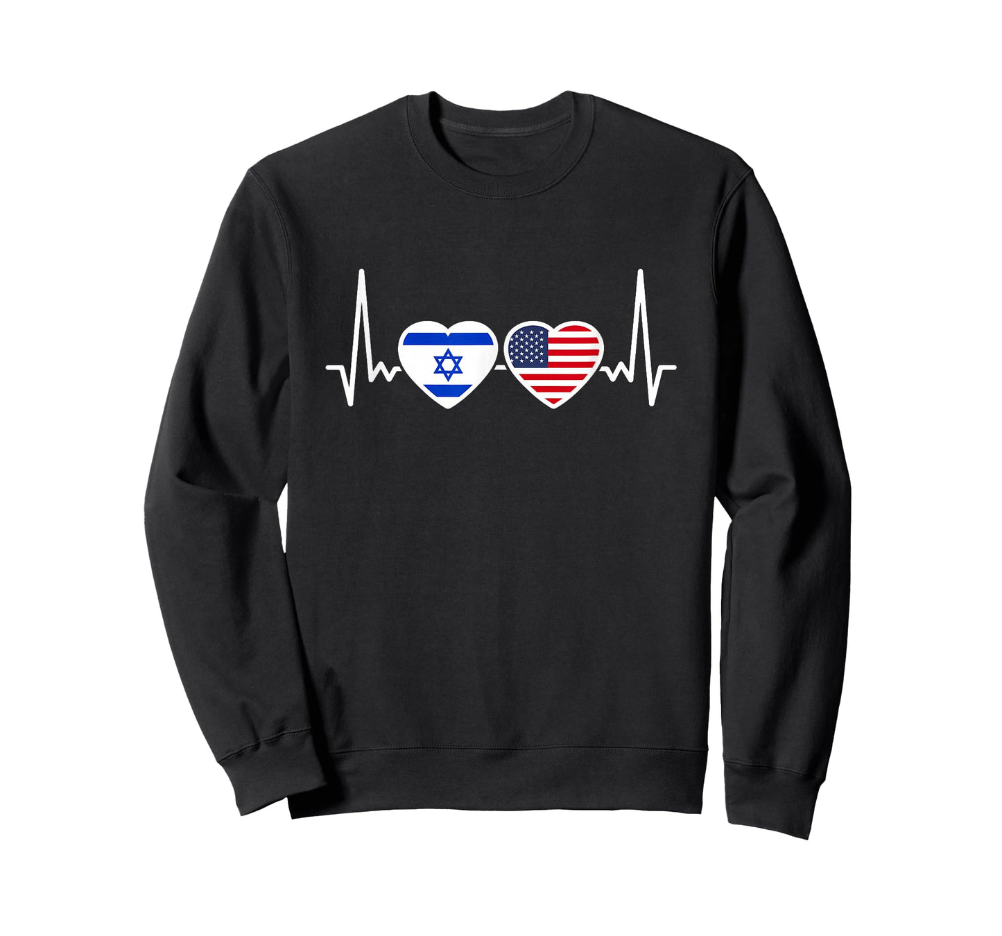 Israel USA Heartbeat Flag American Israeli T-Shirt