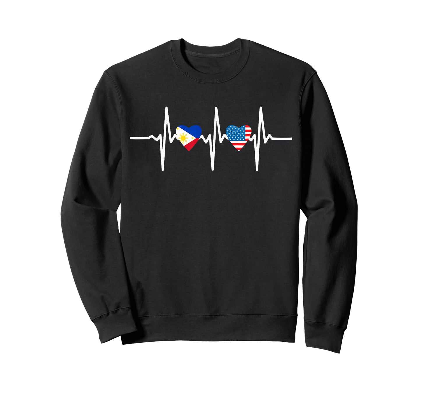 Heartbeat Half American Half Filipino Philippines Usa Flag T-Shirt