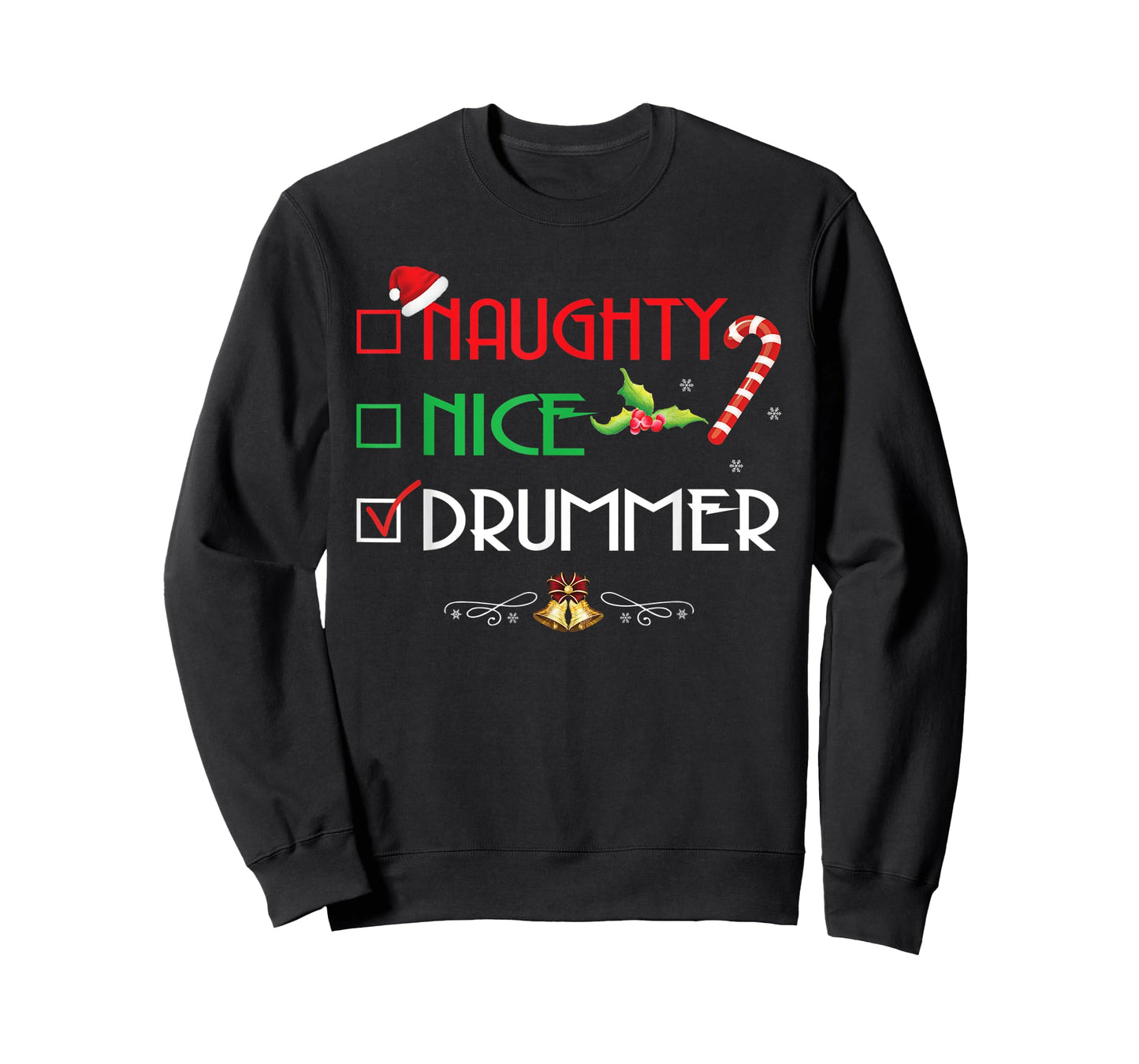 Naughty Nice Drummer Group Matching Christmas Gifts T-Shirt