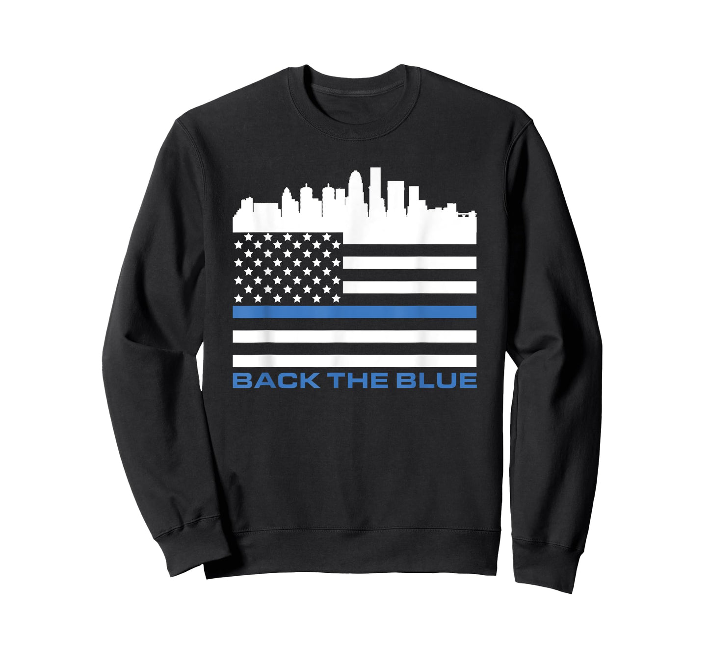 Thin Blue Line Shirt - Louisville Police USA Flag Skyline T-Shirt