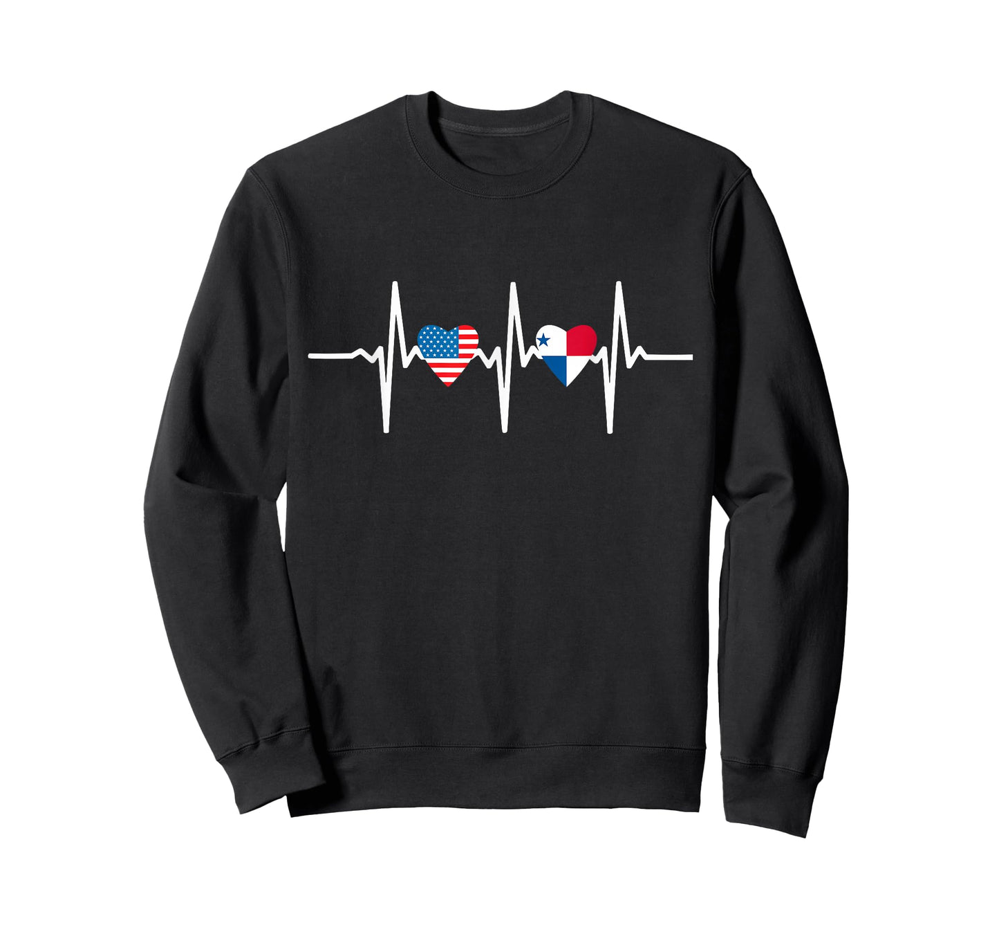 Half American And Panamanian Panama Usa Flag Heartbeat Love T-Shirt