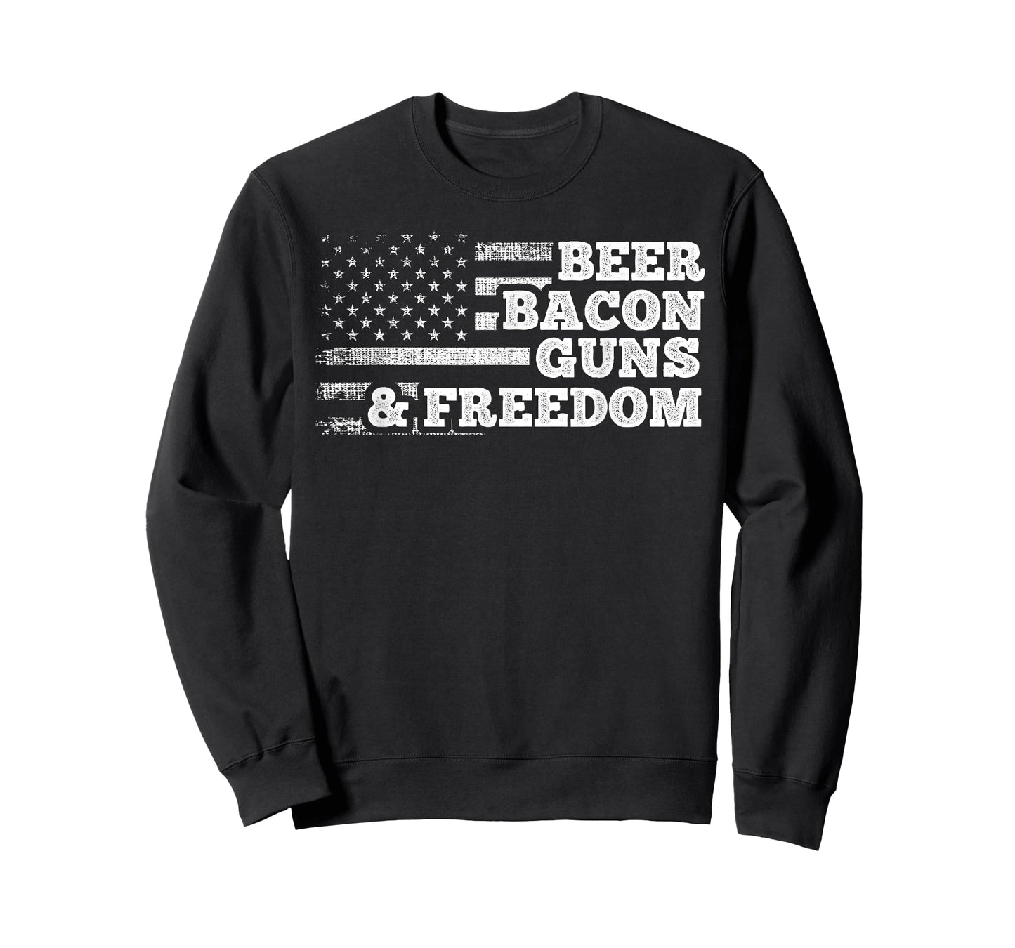 Beer Bacon Guns And Freedom American Flag T-Shirt