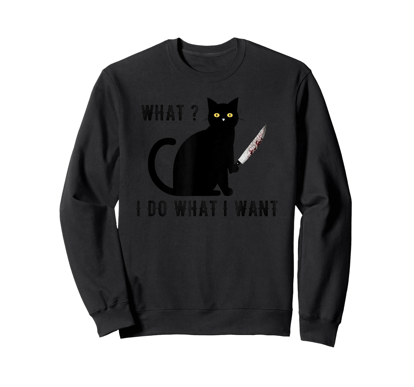 Cat With Knife what i do what i want black cat halloween T-Shirt