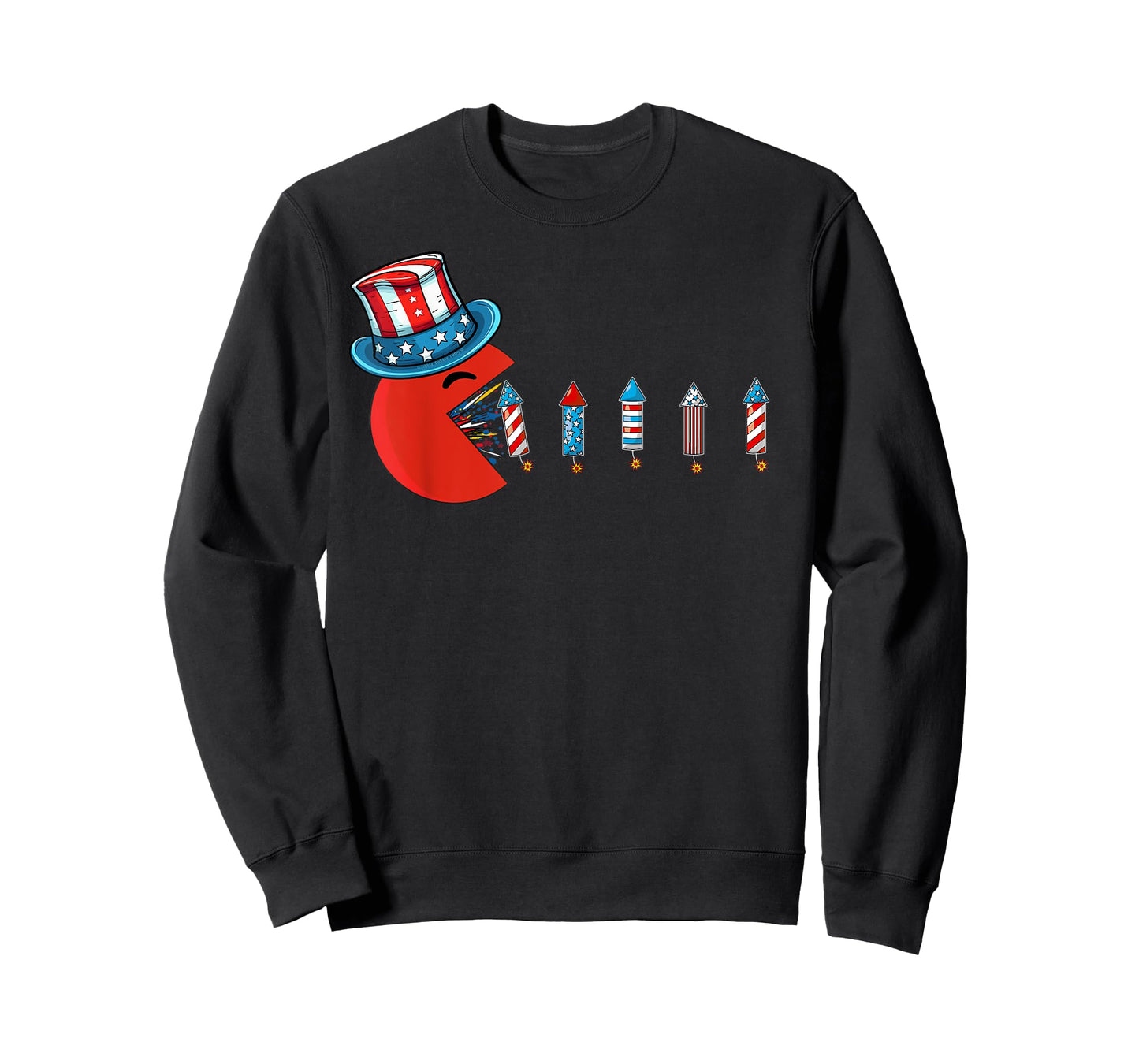 Patriotic Hat Eating Firecrackers USA Flag Funny 4th of July T-Shirt