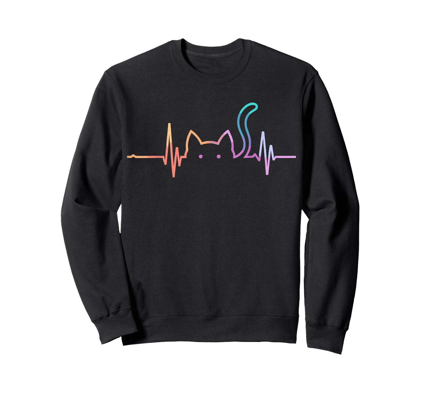 Cat Lover Graphic Heartbeat Silhouette Cute Funny Cat Men Women Girls Kids T-Shirt