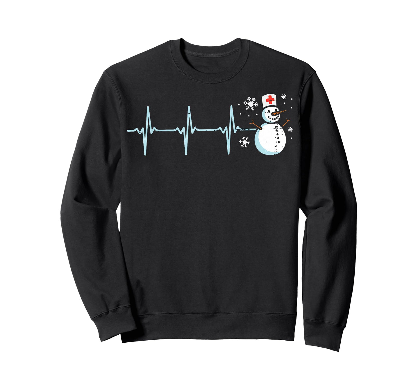 Christmas Heartbeat Snowman Nurse Xmas Scrub Top Women Men T-Shirt