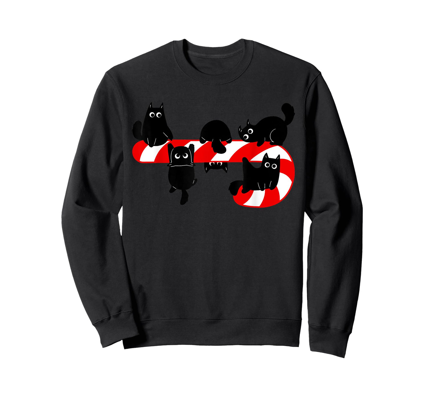 Candy Cane and Cute Cat Funny Kitty T-Shirt for Men Women Kids