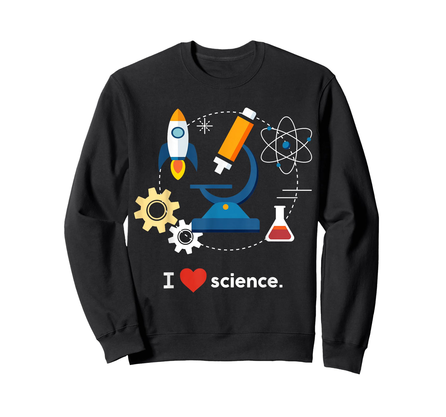 Science Shirts for Kids (science geek gifts) I Love Science T-Shirt (Black, Unisex-Kids, Short Sleeve, T-Shirt, Small)