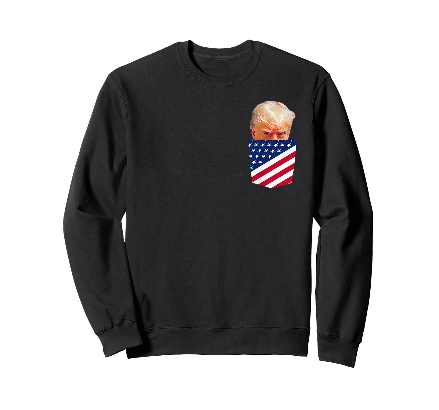 Trump in American Flag Pocket T-Shirt