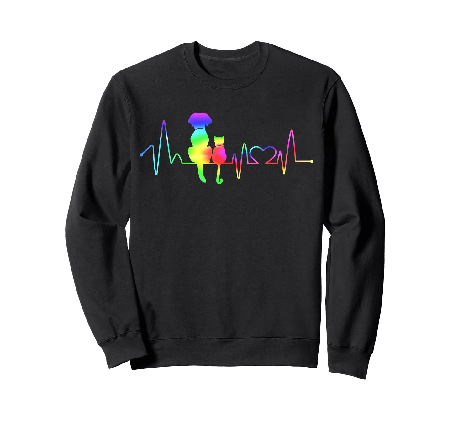 Heartbeat Cute Cat Dog Lover Animal Silhouette Vet Tech T-Shirt