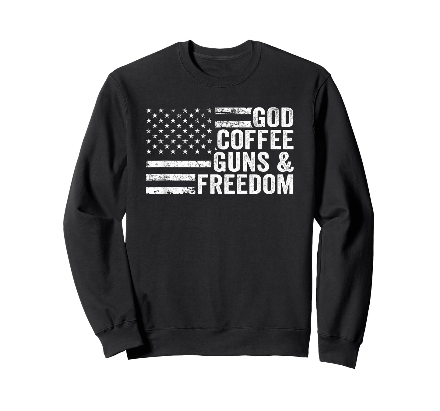 GOD COFFEE GUNS & FREEDOM - Funny Pro Gun USA Flag Women Men T-Shirt